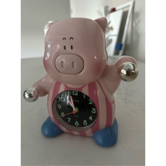 Vintage Aerobics Pig Working Alarm Clock - Picture 4 of 8